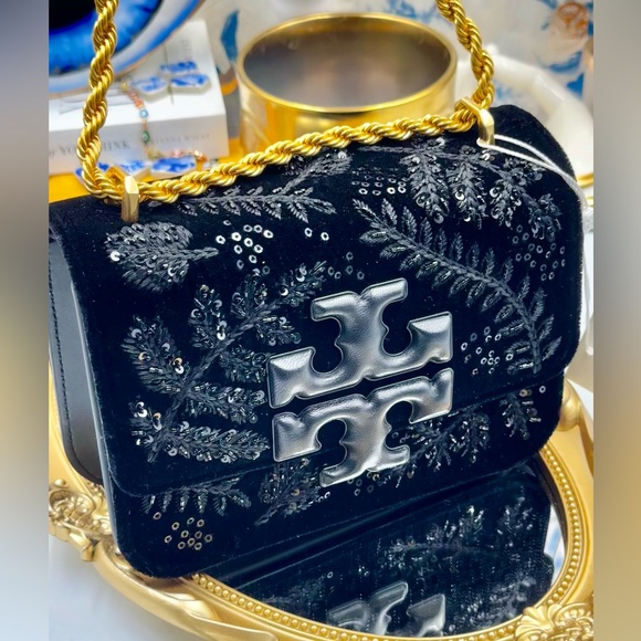 🆕 TORY BURCH 🧿 NWT Eleanor Embroidered Velvet Convertible Shoulder Bag - AUTH - Picture 3 of 16